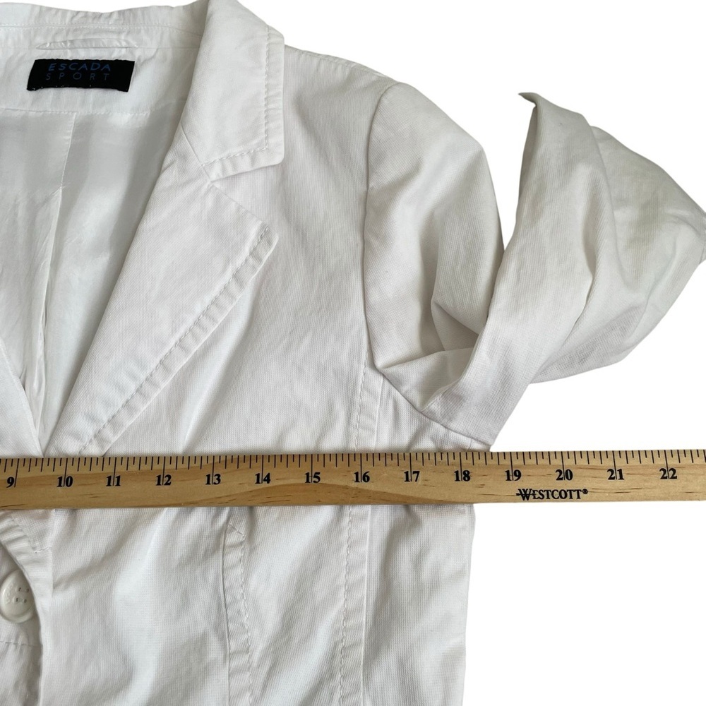 Escada Light Jacket Blazer White Cotton Summer Retro Casual Designer Size M - Picture 7 of 14